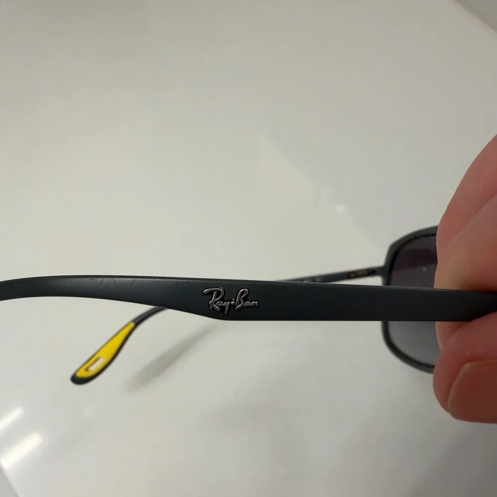 Ray-Ban x Ferrari Black Sunglasses Yellow Temple Tips Unisex